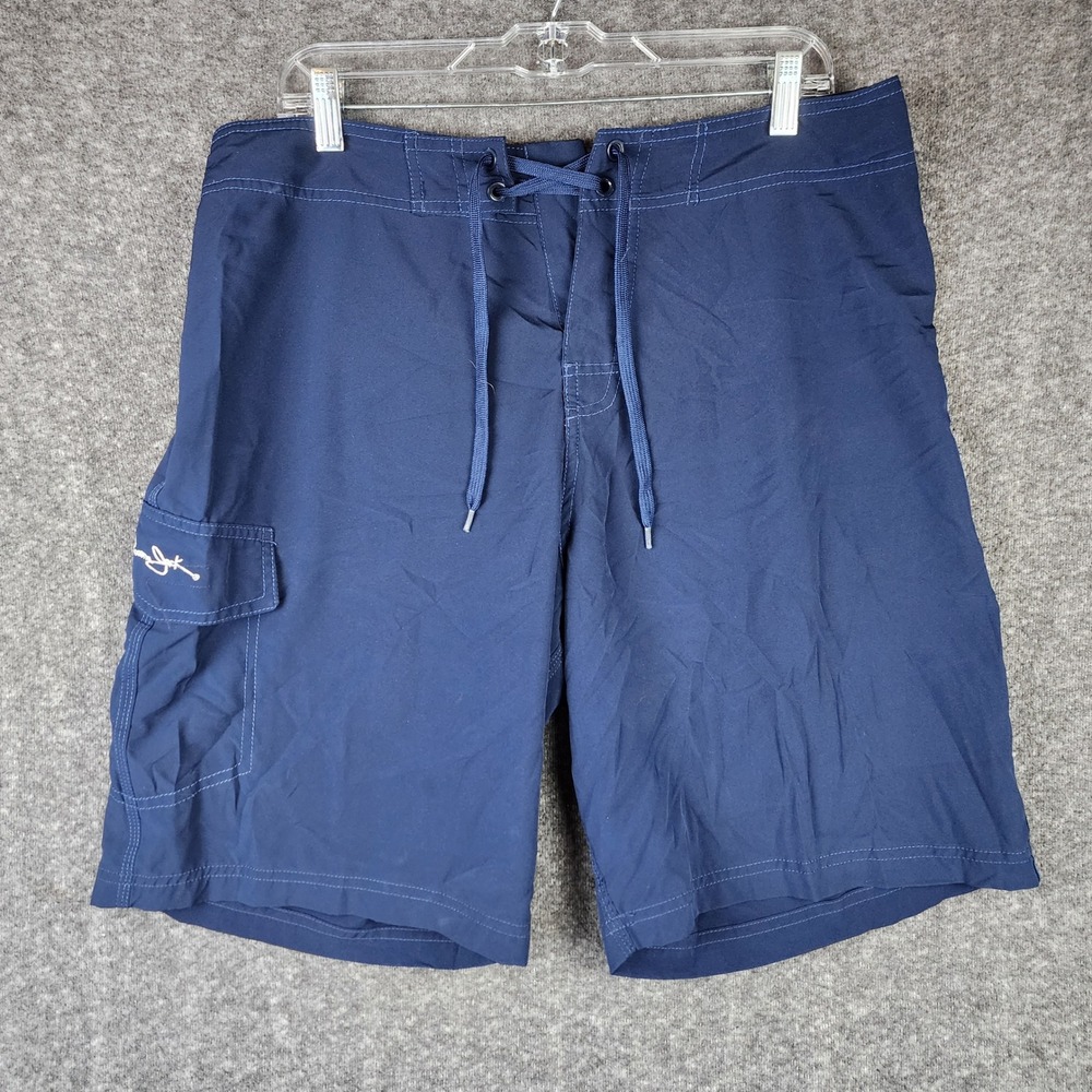 Panama Jack Board Shorts Mens 34 Navy Blue Cargo Pocket Stretch EUC